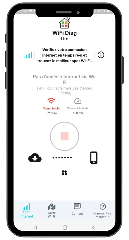 Test Internet non disponible - Wifidiag
